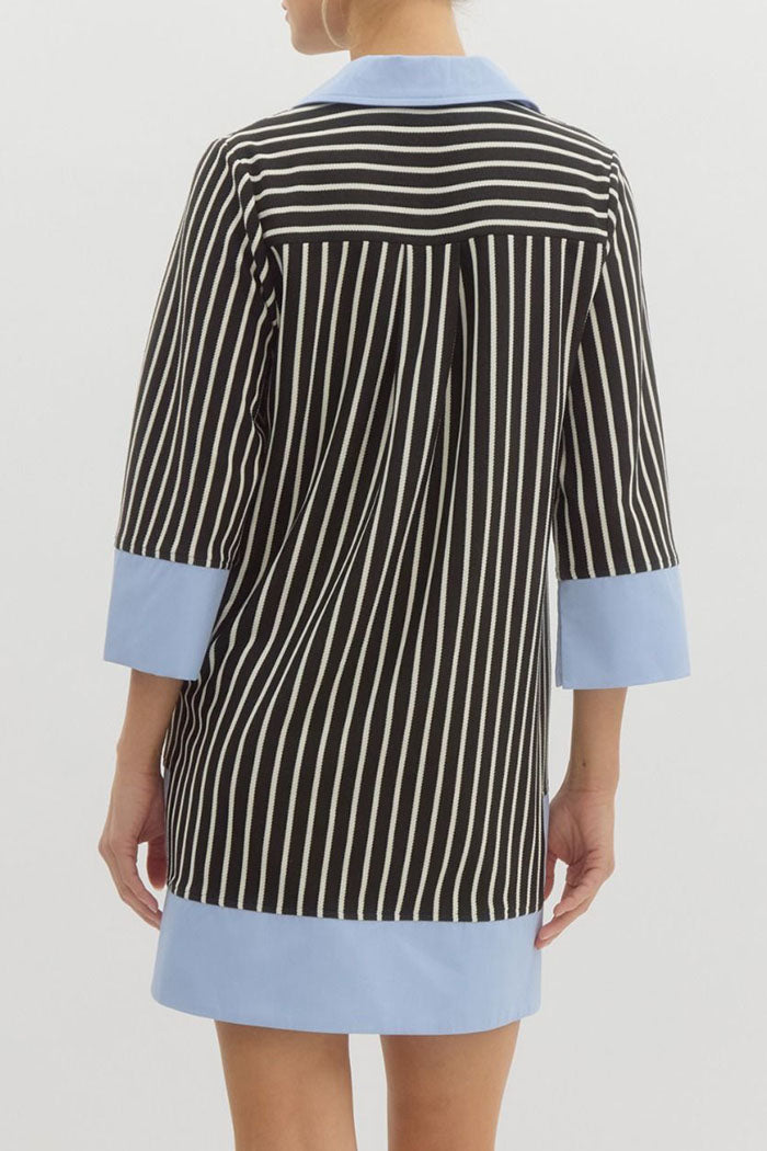 Striped Split V-Neck Dress