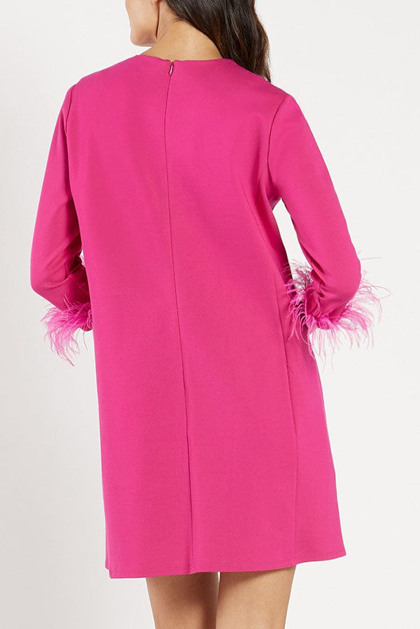 Solid Color Artificial Feathers Dress