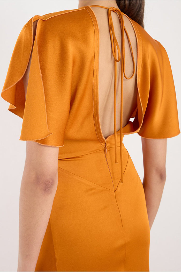 Flowy Cut Round Neckline Maxi Dress