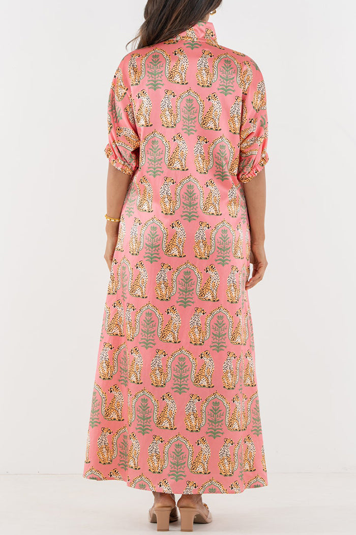 Cabana Cat Print Poppy Collar Dress
