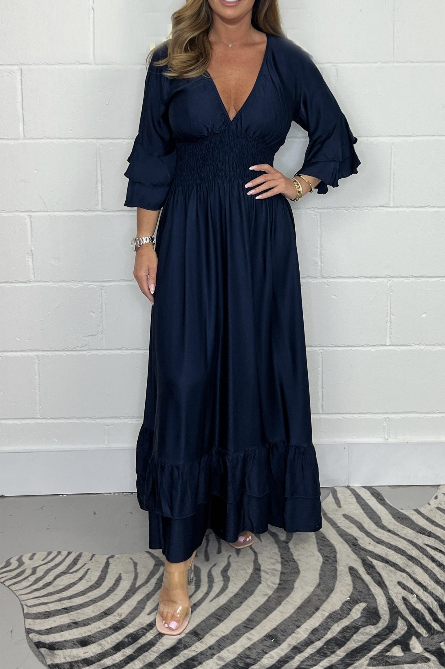 Silk Frill Maxi Dress