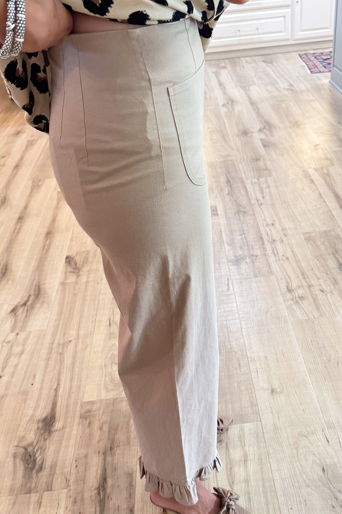 Straight Leg Ruffle Hem Pants