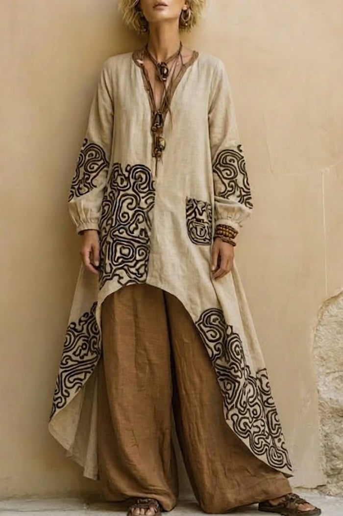 Boho Swirl Asymmetric Wide Leg Set