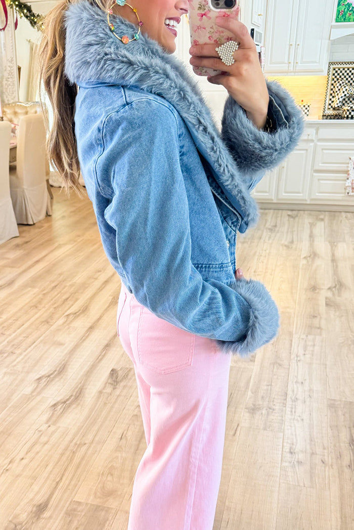 Casual Fur Collar Cropped Jacket