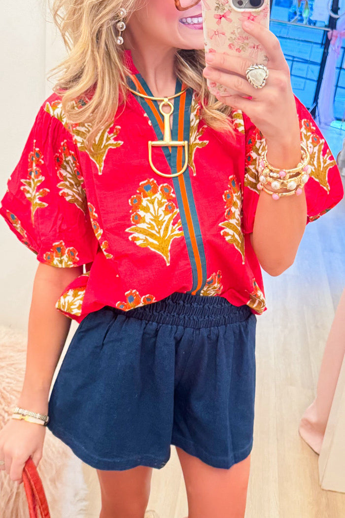 Floral Print Puff Sleeve Top