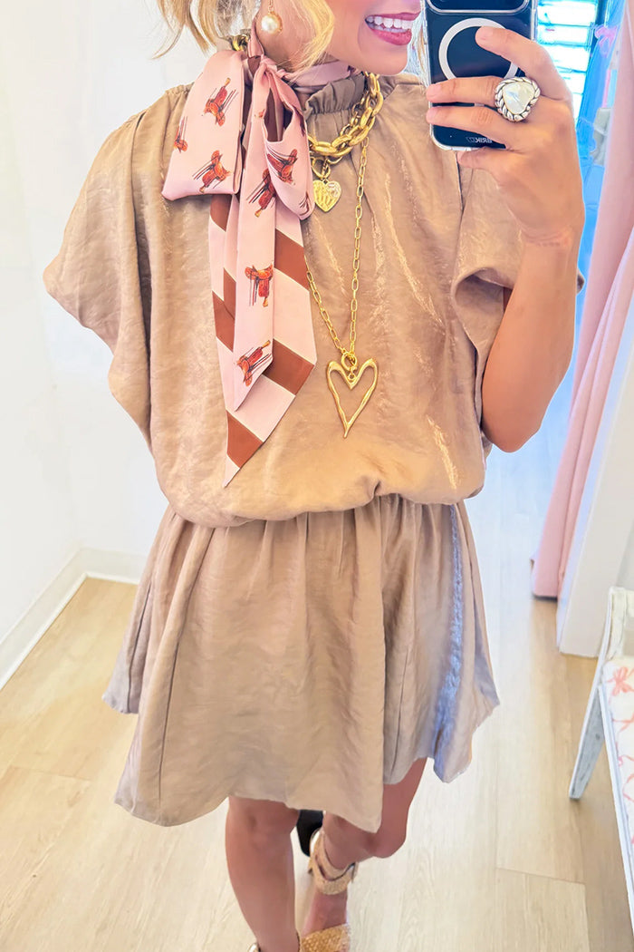 Taupe Puff Sleeve Dress