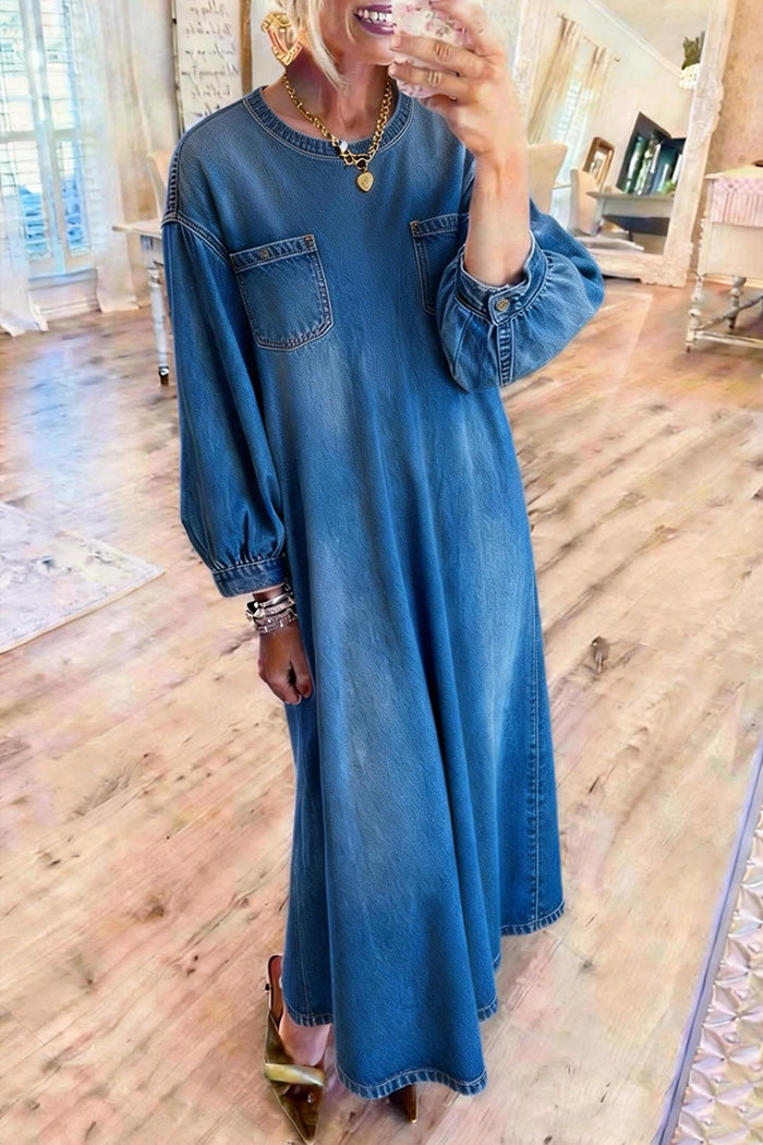 Pocket Lantern Sleeve Dress