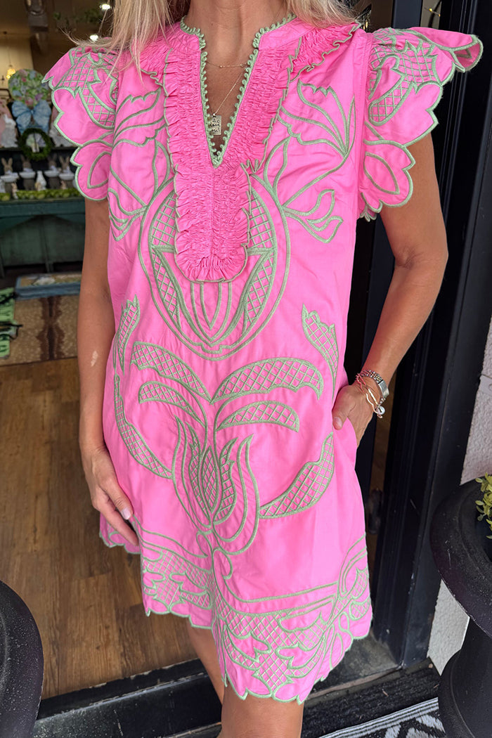 Flutter Sleeve Pocket Shift Dress
