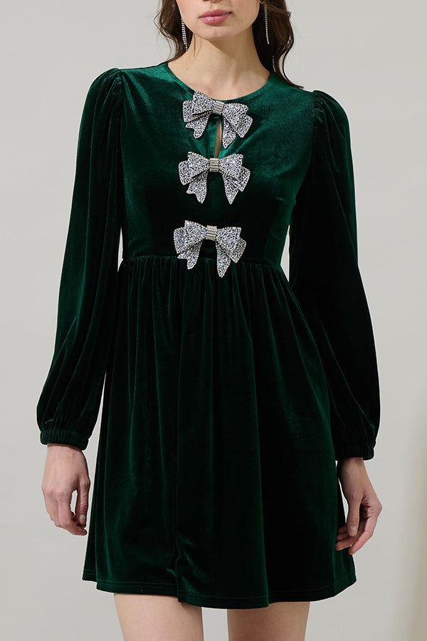 Festive Velvet Bow Dress