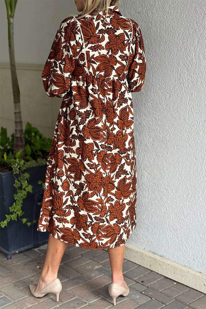 Petals Smocked Pocket Midi Dress