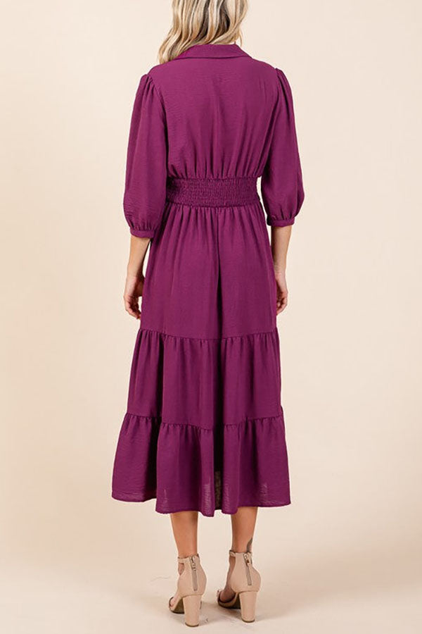 Casual Solid Color Knotted Dress