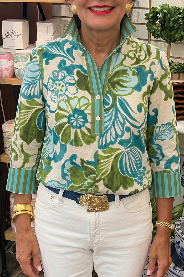 Scroll Floral Cuff Trim Popover Top