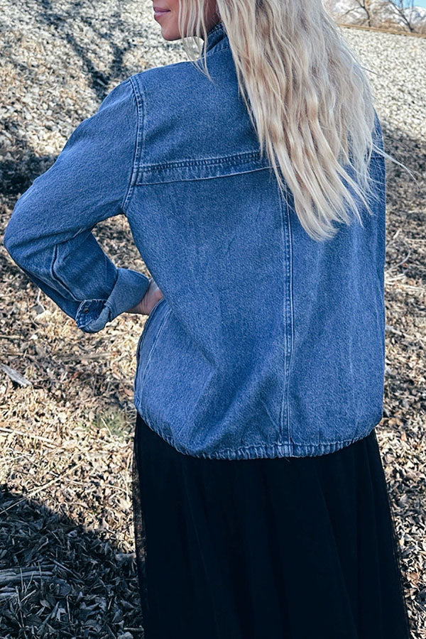 Casual Drawstring Denim Jacket