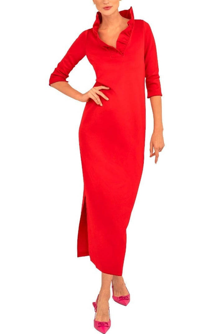 Ruffneck Solid Maxi Dress