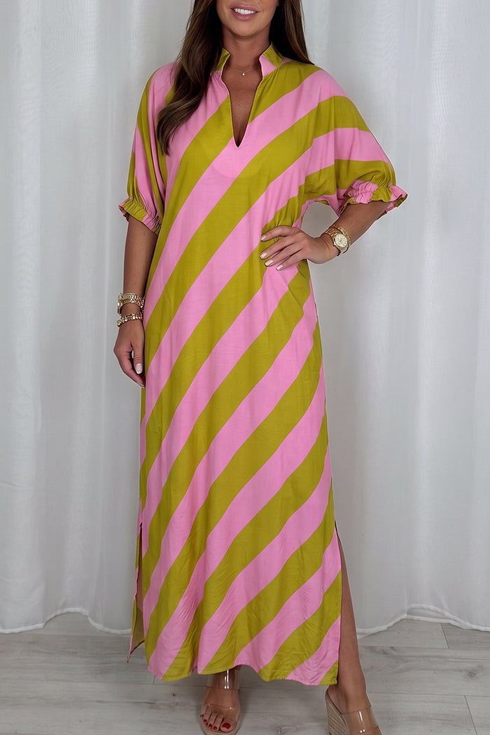 Diagonal Stripe Maxi Dress