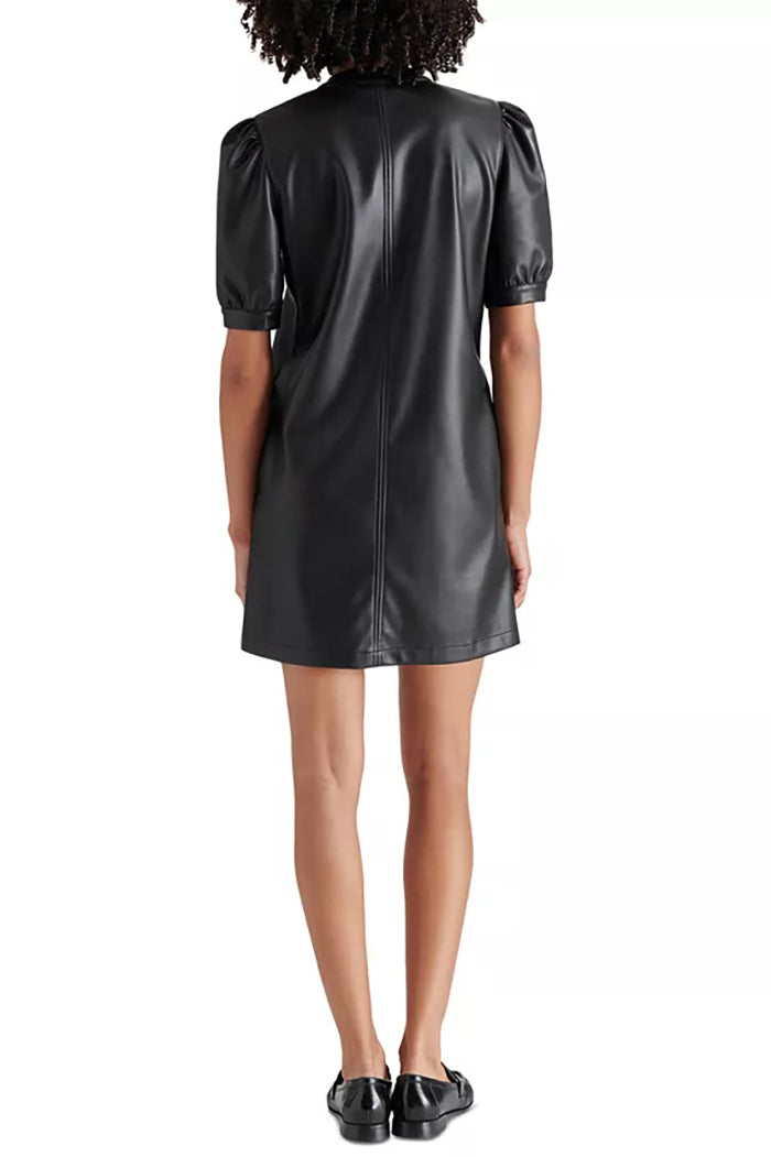 Puff-Sleeve V-Neck Pocketed Mini Dress