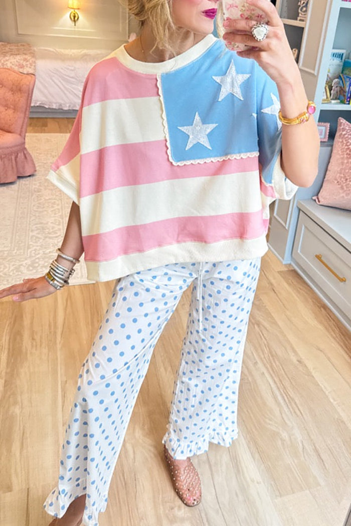 Casual Flag Dolman Sleeve Top
