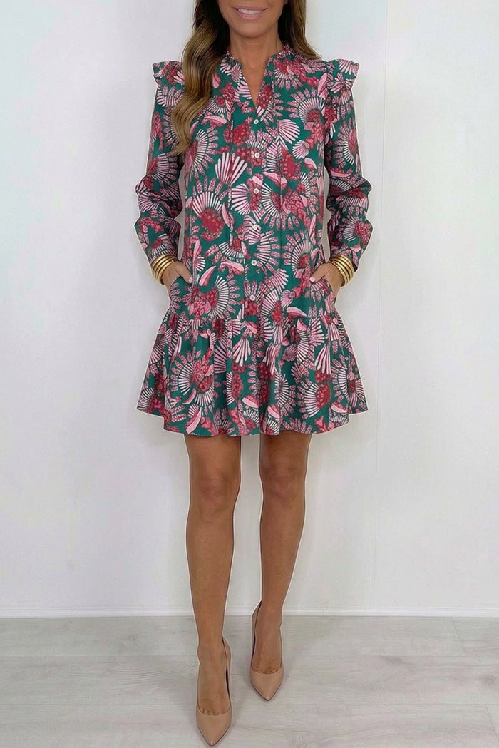Ruffled Floral Pocket Dress