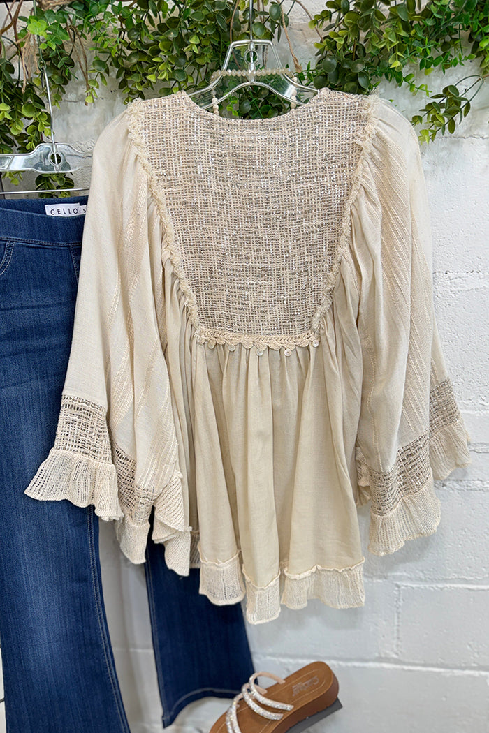 Boho Ruffle Bell Sleeve Peplum Top