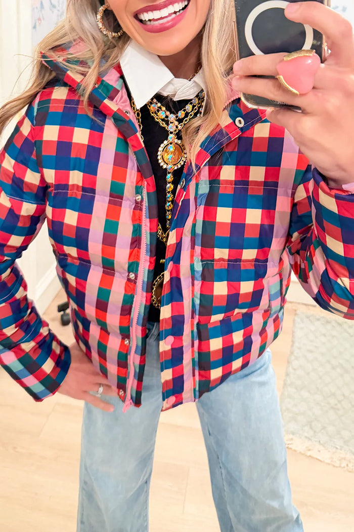 Multi Gingham Puffer Jacket