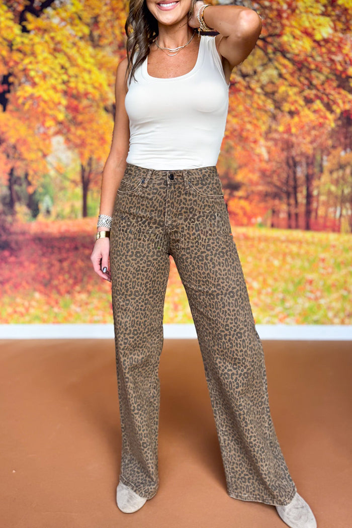Super High Wide Leg Animal Jeans