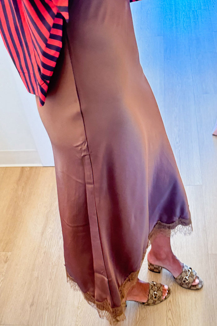 Mocha Lace Trim Skirt