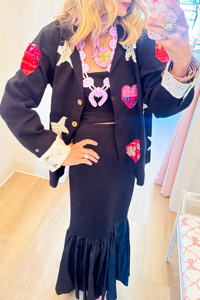 Patchwork Long Sleeve Pocket Blazer