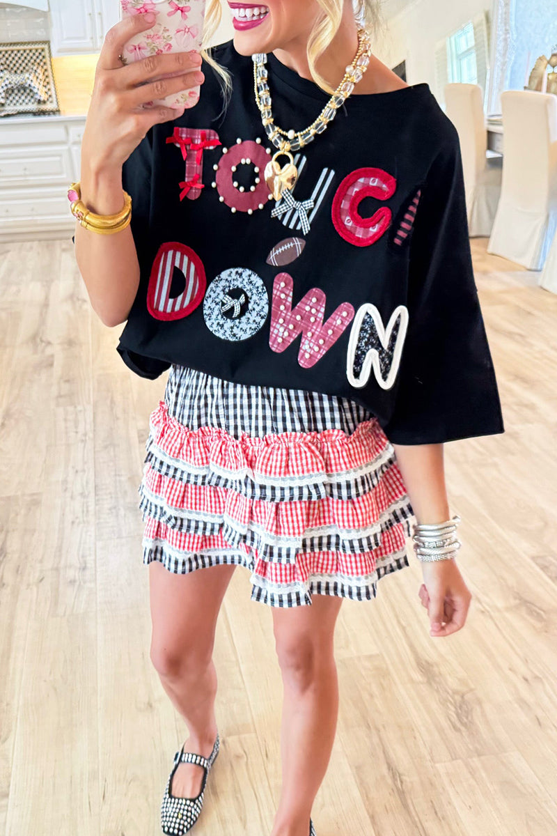 Black and Red Touchdown Multi Graphic Tee
