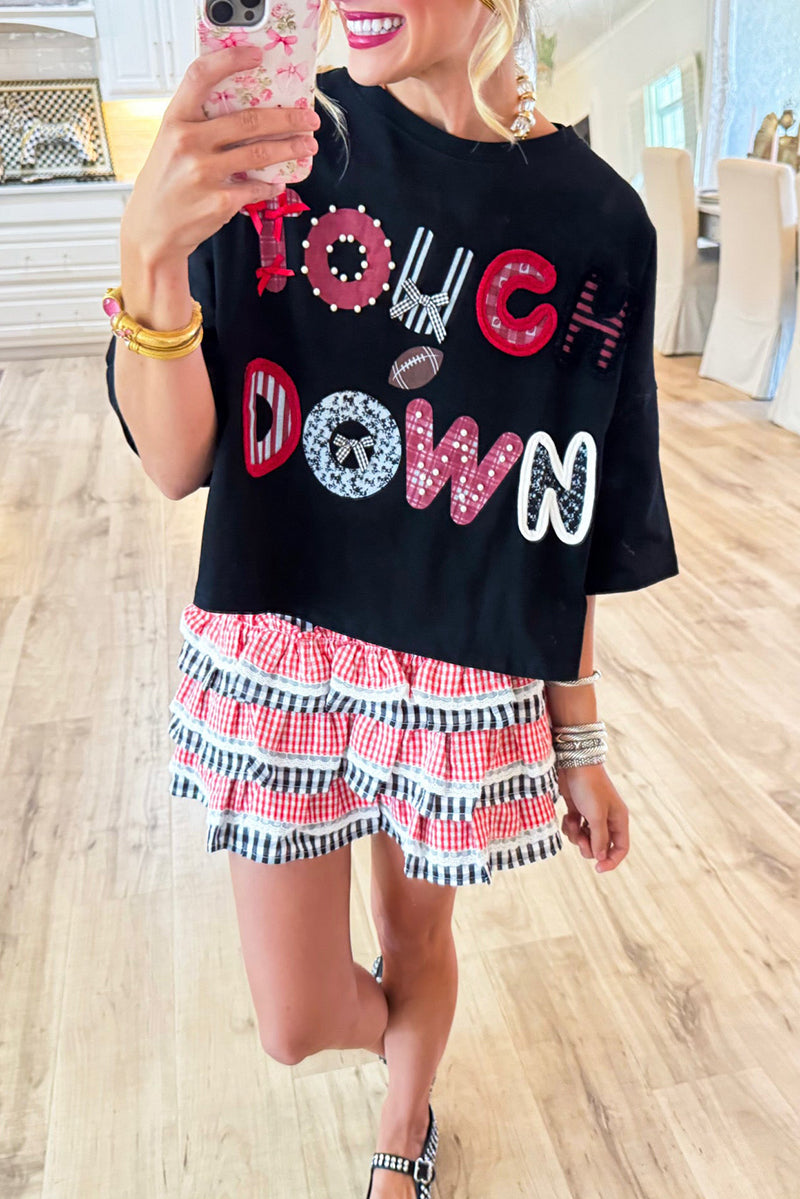 Black and Red Touchdown Multi Graphic Tee
