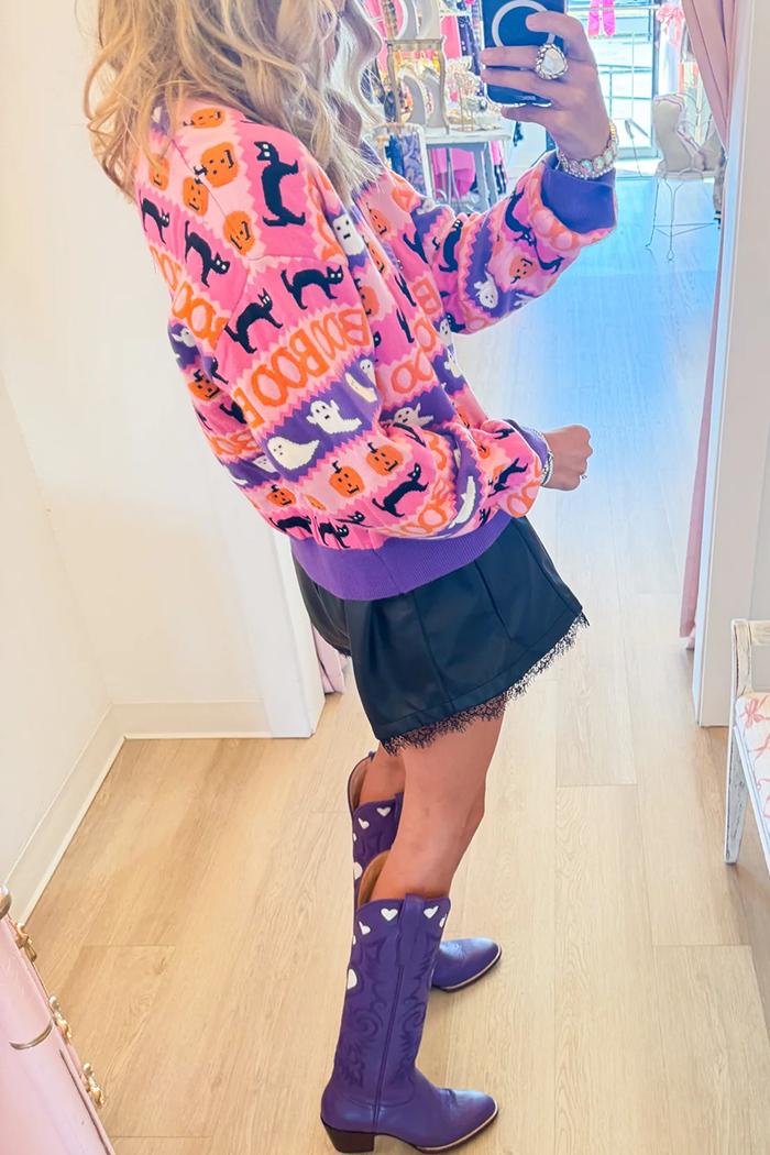 Multi Jacquard Halloween Long Sleeve Sweater