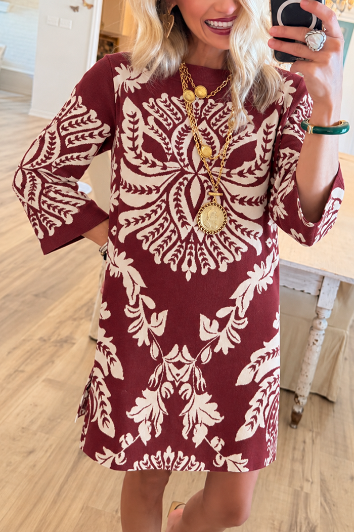 Casual Retro Pattern Knit Dress