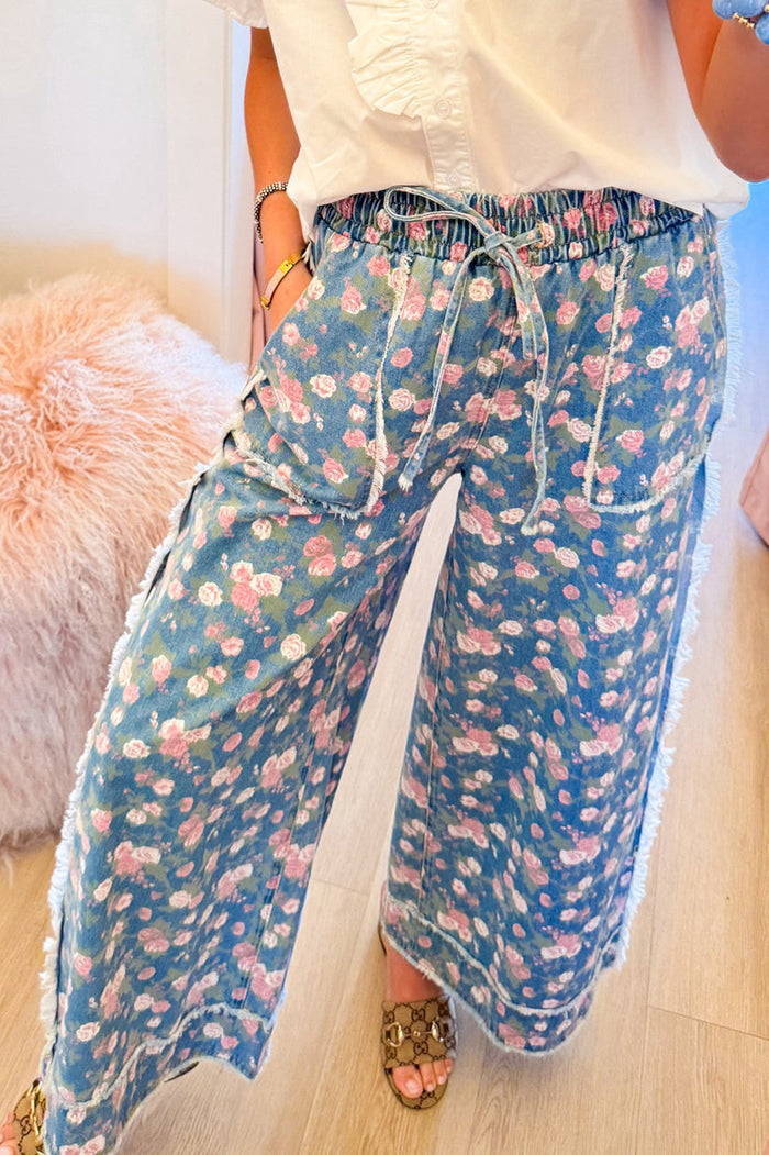 Floral Print Wide Leg Pants