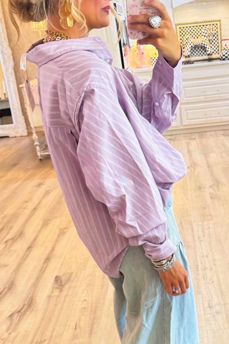 Casual Button Down Stripe Top