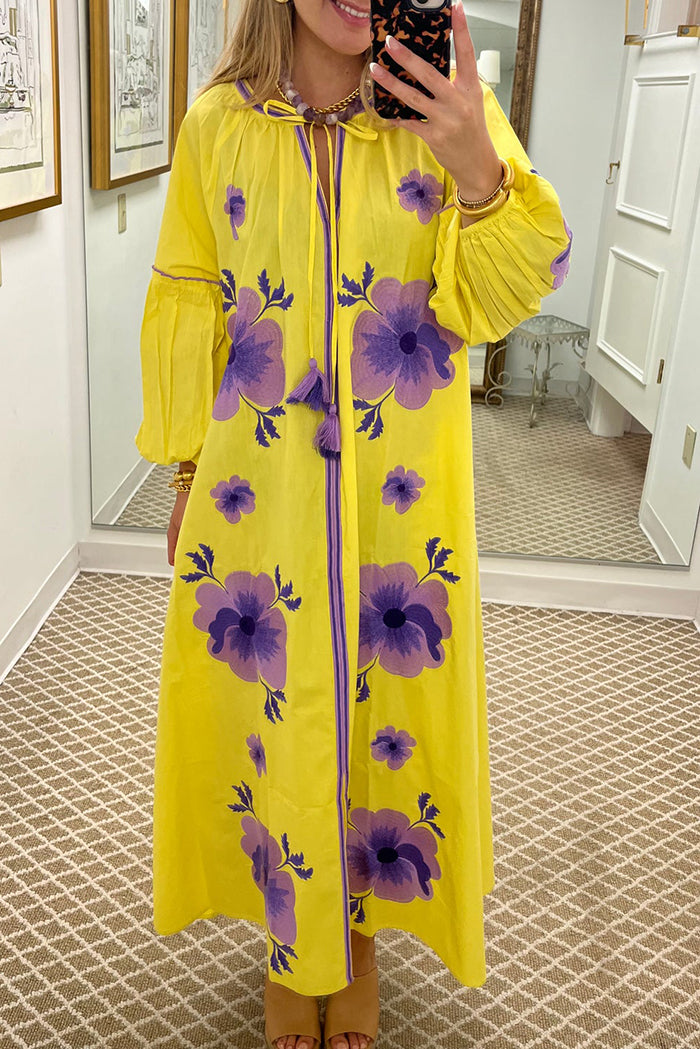 Floral Tassel-Trimmed Cover-Up Dress