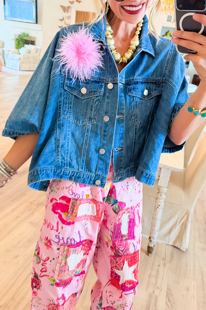 Half Sleeve Denim Cape Jacket