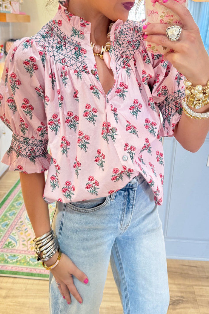 Floral Print Button Up Top
