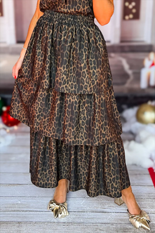 Leopard Print Tiered Dress