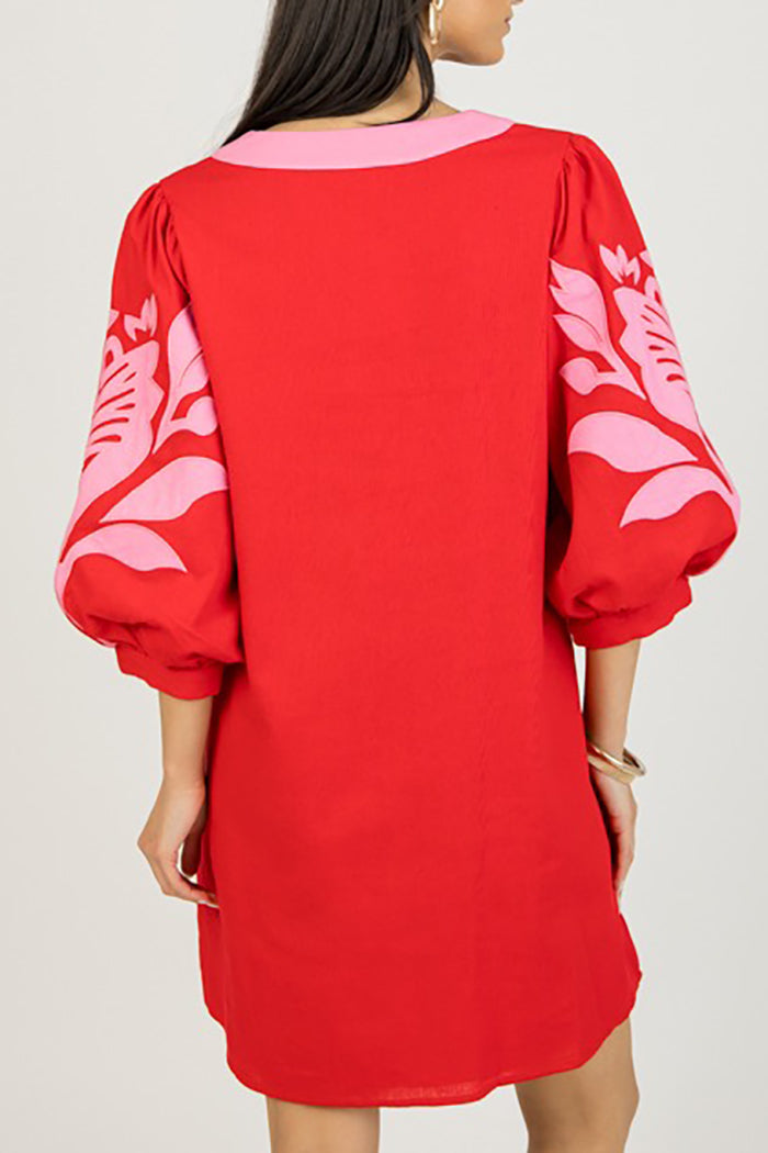 Balloon Sleeve Floral Dress