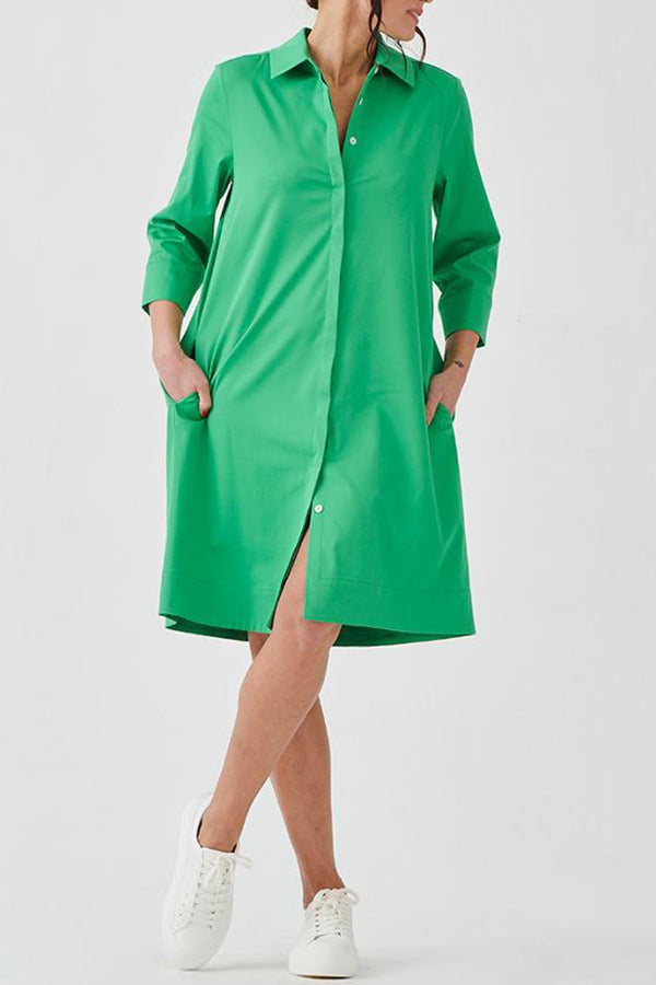 Casual Solid Color Pocket Dress