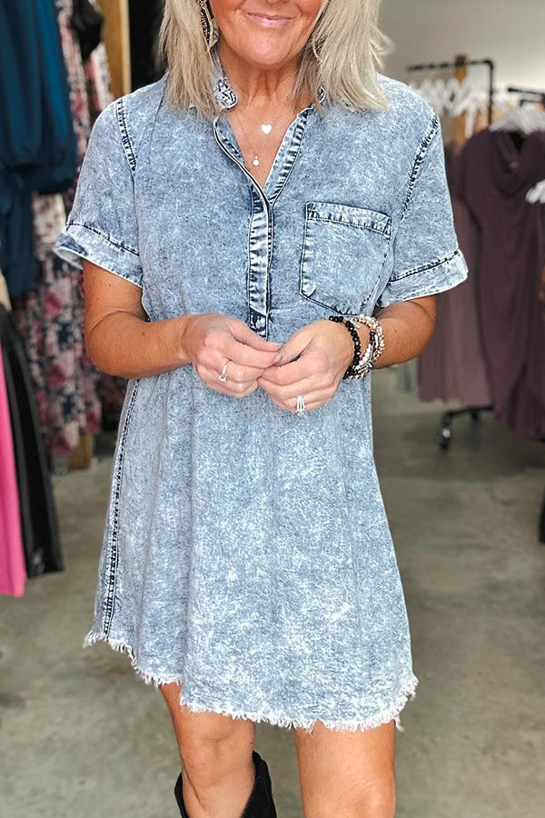 Patch Pocket Wash Denim Dress