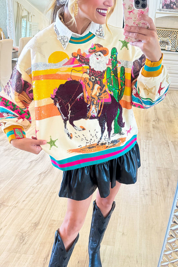 Cowboy Santa Pattern Top
