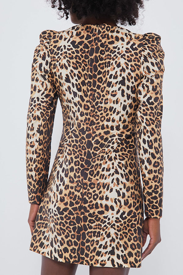 Leopard Zipper Cuff Dress
