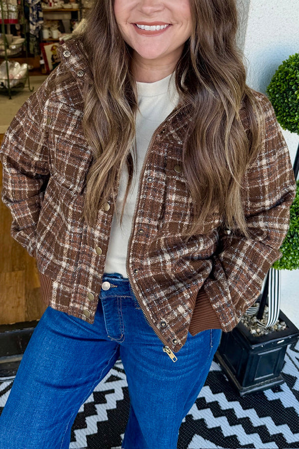 Casual Plaid Pocket Jacket