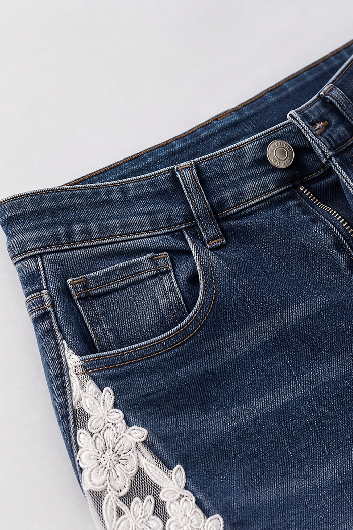 Floral Lace Flare Jeans