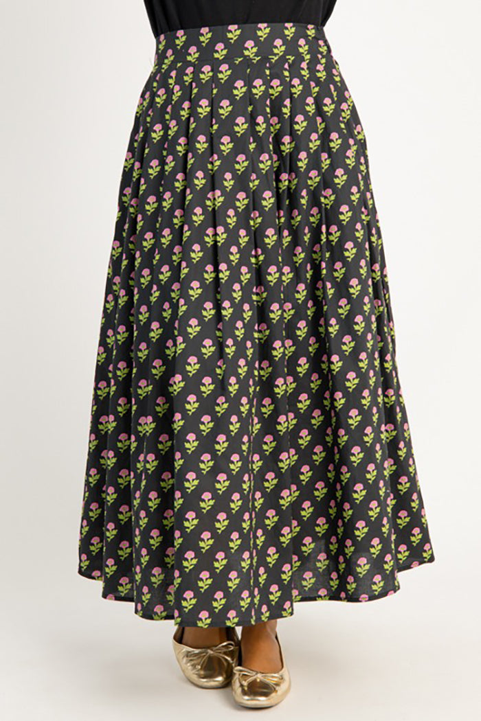 Casual Floral Side Pockets Skirt