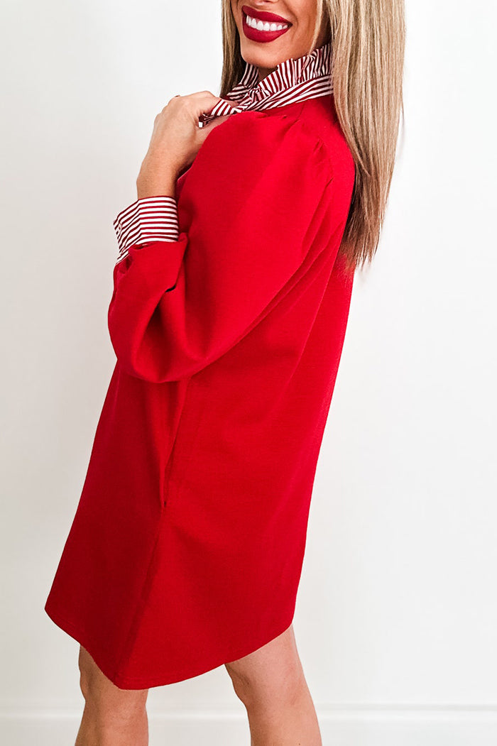 Ruffle Collar Button Pocket Mini Dress