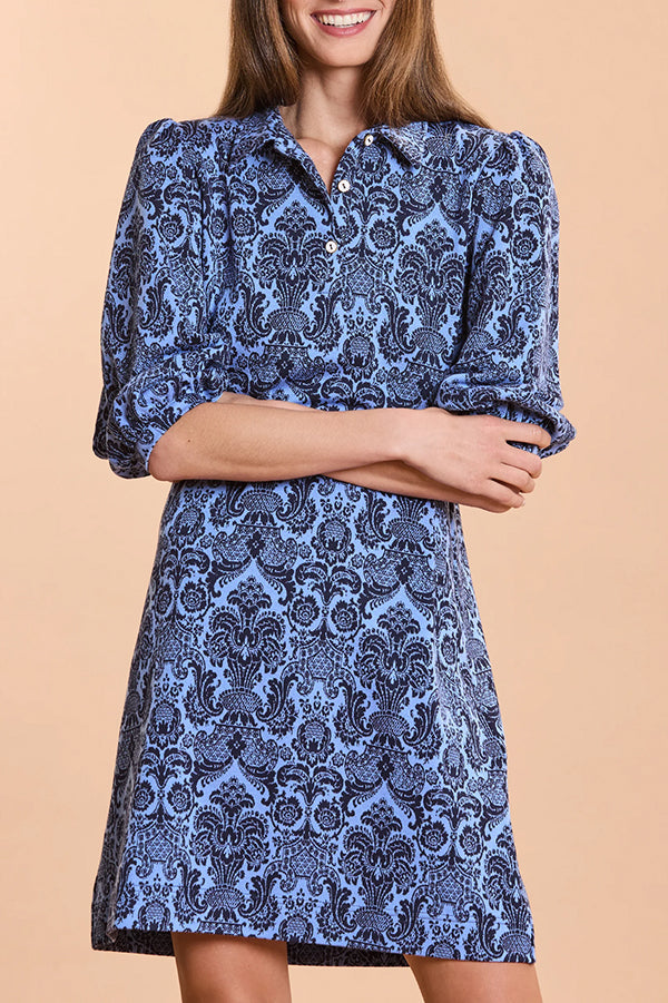 Button Placket Delicate Puff Sleeves Dress