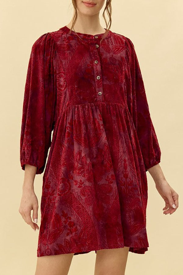 Casual Velvet Pleated Dress