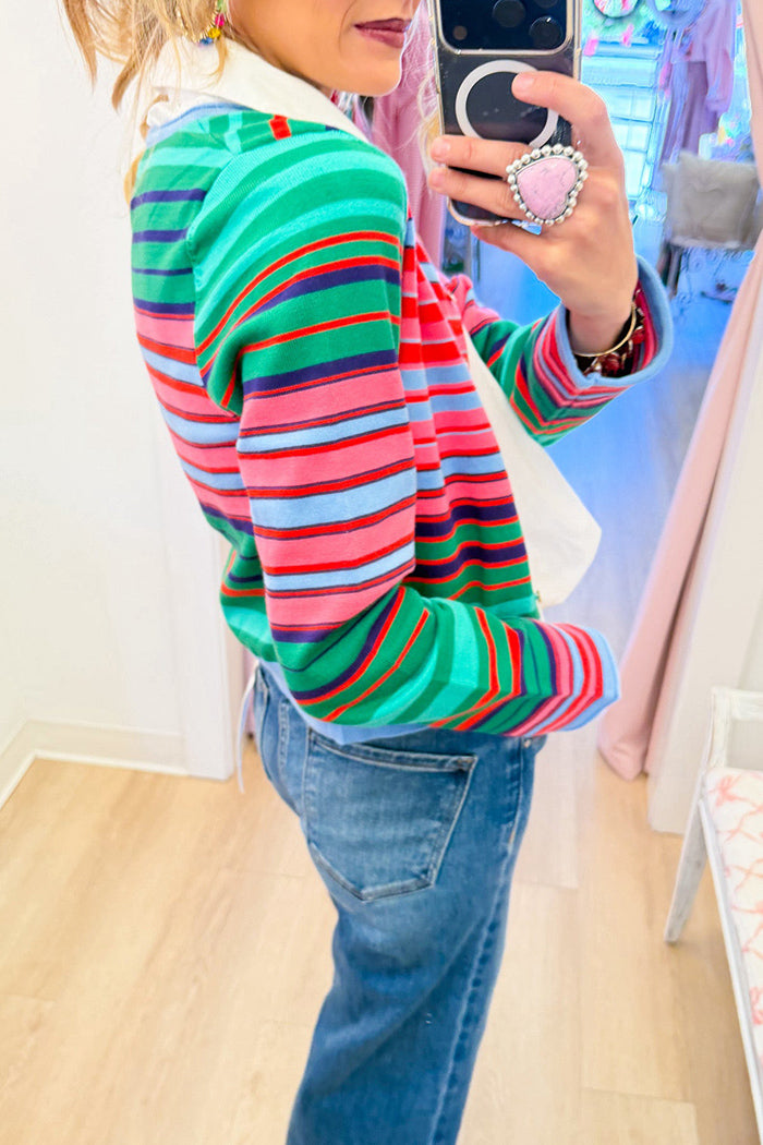 Multi Stripe Long Sleeve Cardigan