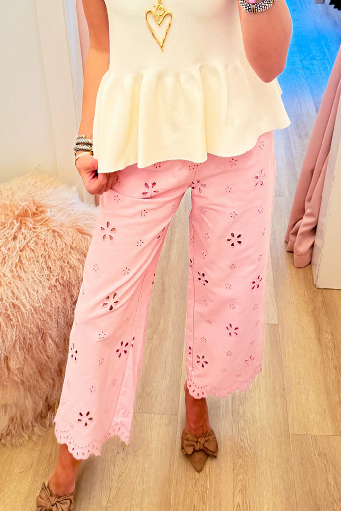 Light Pink Pocket Eyelet Pants